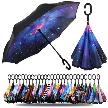 SIEPASA 49/56 Inch Inverted Reverse Upside Down Umbrella, Extra Large Double