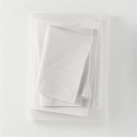 King Washed Supima Percale Solid Sheet Set White - Casaluna™
