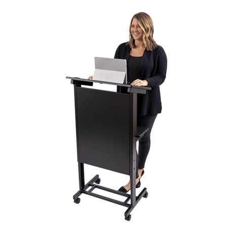 Stand Up Desk Store Mobile Adjustable Height Rolling Lectern Podium with Heavy