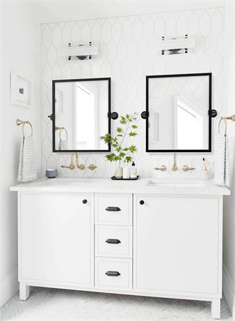 TEHOME 20x24 inch Pivot Mirror Black Tilt Rectangle Bathroom Mirror Tilting