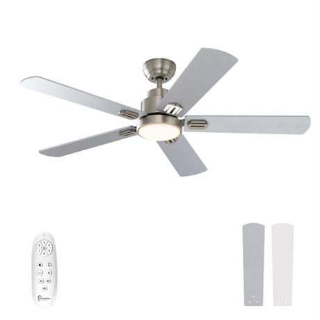 warmiplanet 52 Inch Indoor Ceiling Fans with Lights and Remote Control, 6