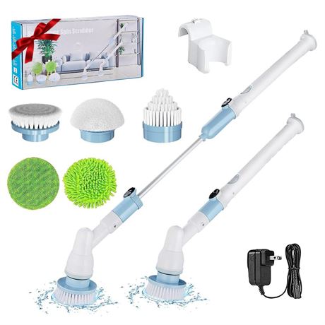 Electric Spin Scrubber, Cordless Spin Scrubber with 3 Replaceable Brush Heads