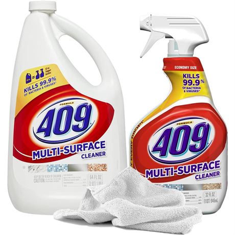 409 Multi Surface Cleaners Bundle | 32oz Spray Bottle & 64oz Refill Jug Towel |