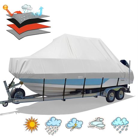 Solim Waterproof T-Top Boat Cover, 20'-22' Heavy Duty 900D Marine Grade