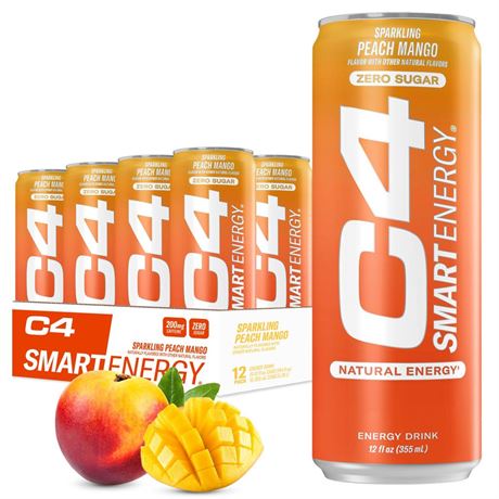 C4 Smart Energy Drink – Boost Focus and Energy with Zero Sugar, Natural Energy,