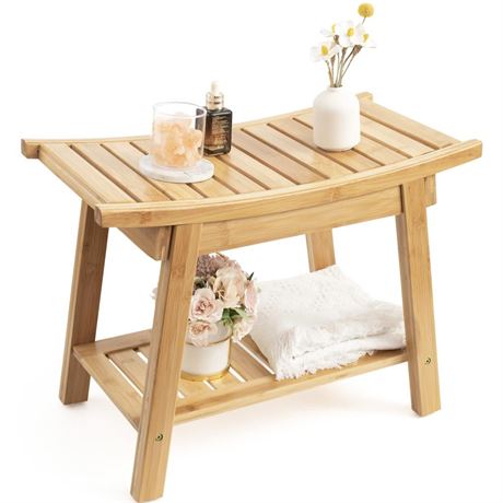 Bamboo Shower Bench, Waterproof Shower Bench, Shower Benches for Inside Shower,