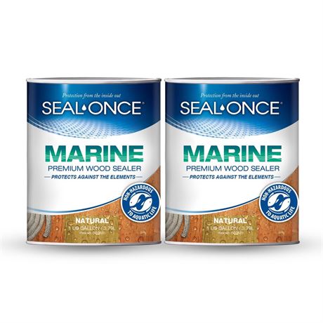 SEAL-ONCE Marine Ready Mix Wood Sealer and Stain, Natural, 2 Gallon |