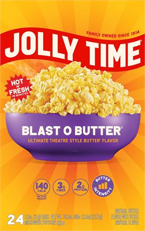 JOLLY TIME Blast O Butter Microwave Popcorn, 19 Ct (3.2 oz. Bags) Gluten-Free