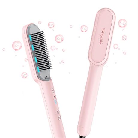 Wavytalk Hair Straightener Brush, Ionic Hair Straightening Comb with Negative