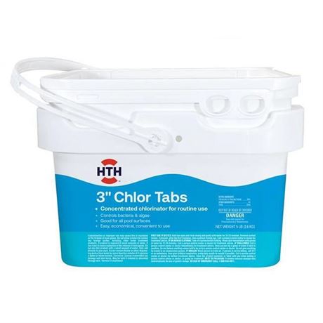 HTH 3-inch Chlorine Tablets — Tablet, 5 lb — Pool Sanitizer for Bacteria and