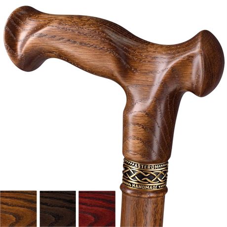 Asterom Walking Cane for Men & Women - Handmade, Ergonomic, Sturdy Wooden Cane