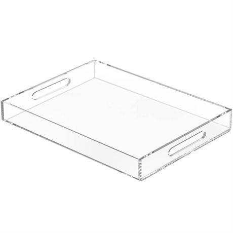 NIUBEE Clear Serving Tray 12x16 Inches -Spill Proof- Acrylic Decorative Tray