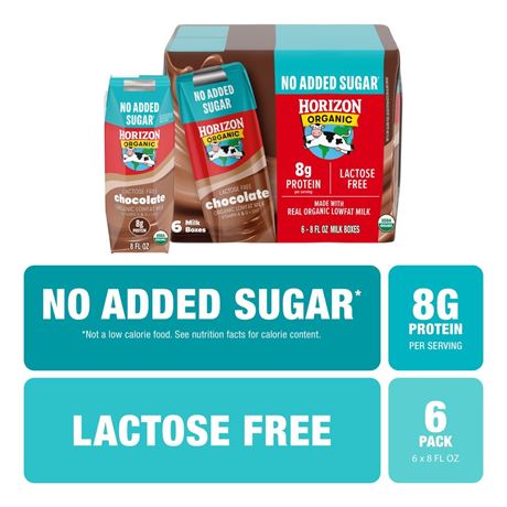 Horizon Organic Shelf Stable Lactose Free No Added Sugar 1% Lowfat Chocolate
