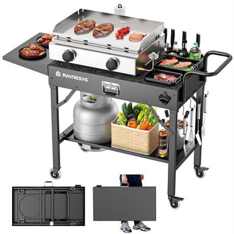 Outdoor Grill Table, Blackstone Griddle Stand, 440lbs Folding Grill Cart, Pizza