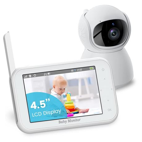 Baby Monitor with Camera, 4.5 Inch Video Baby Monitor with Pan&Tilt&Zoom