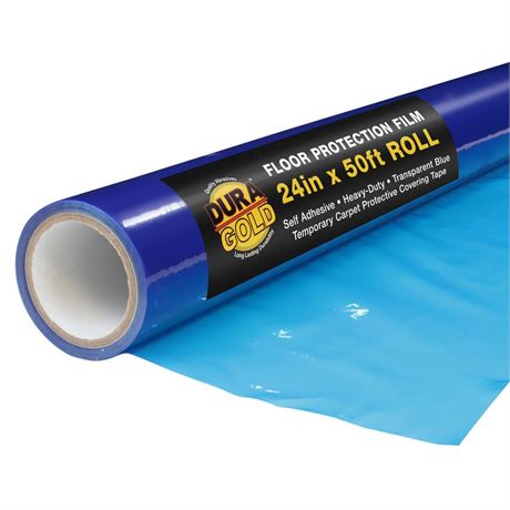 Dura-Gold Floor Protection Film, 24-inch x 50' Roll - Blue Self Adhesive