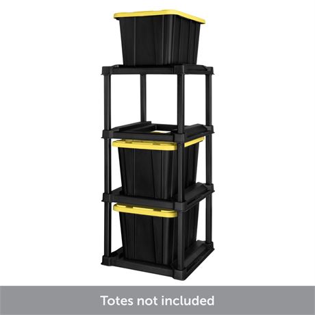 Sterilite 4 Tier Tote Rack, Holds Four 27 Gallon Industrial Storage Totes,
