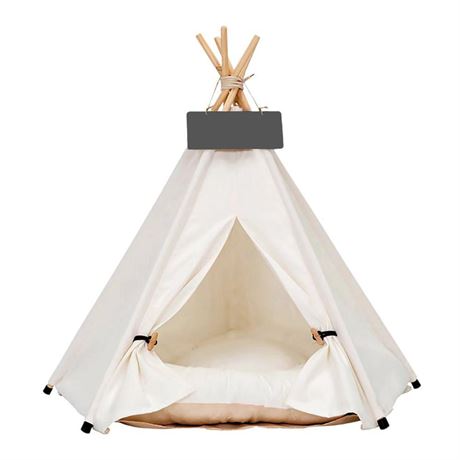 Pet Teepee Dog & Puppy Cat Tents Tipi Bed Portable Houses with Thick Cushion