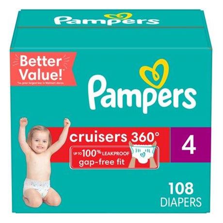 Pampers Cruisers 360 Diapers Size 4  108 Count (Select for More Options)