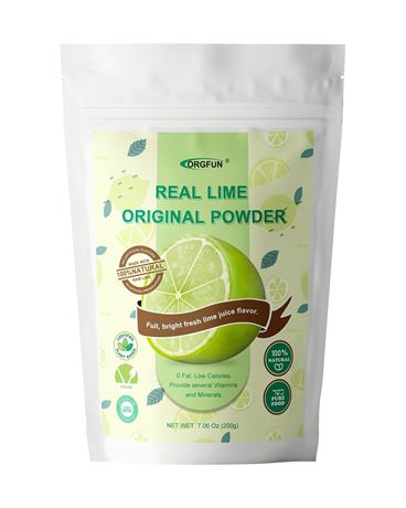 ORGFUN Original Lime Powder, Whole Lime Juice Freeze Dried Powder, Great for