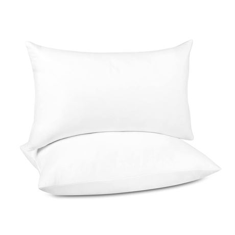 puredown® Lumbar Pillow Inserts 12 x 20 (Pack of 2, White), Filled with Feather