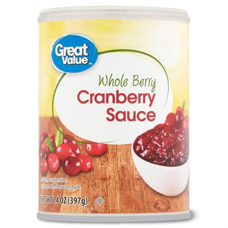 Great Value Whole Berry Cranberry Sauce, 14 oz