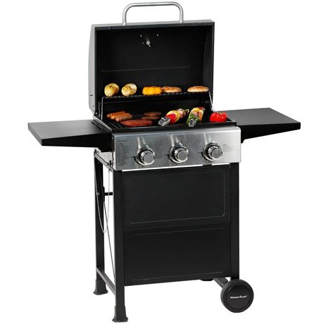 MASTER COOK 3 Burner BBQ Propane Gas Grill, Stainless Steel 30,000 BTU Patio