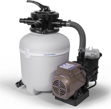 AQUASTRONG Sand Filter Pump for Above Ground Pool with Timer, 13in, Max 2750GPH