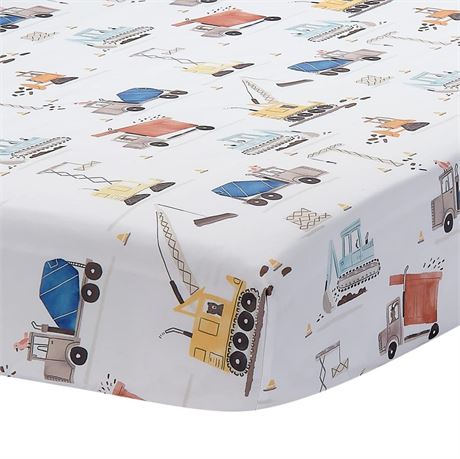 Bedtime Originals Construction Zone Baby Polyester Fitted Crib/Toddler Sheet-