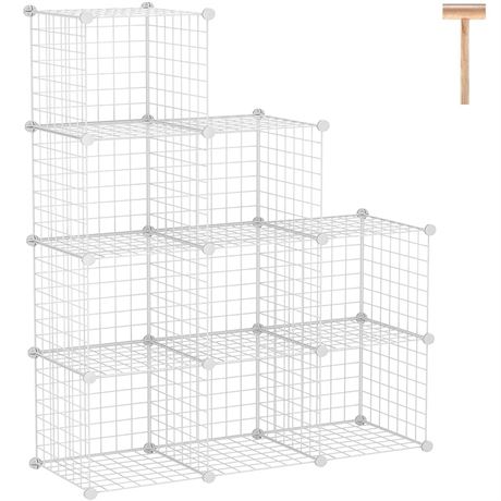 C&AHOME Wire Cube Storage, 9-Cube Organizer Metal, Wire C Grids Storage,