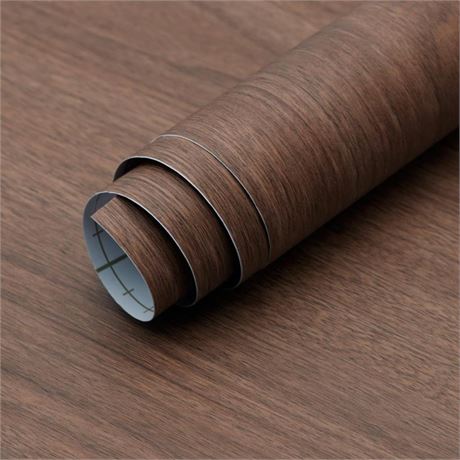 31x354 inch Large Walnut Wood Grain Wallpaper Peel and Stick Wood Contact Paper