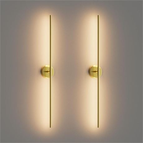 40Inch Gold Wall Sconces Set of Two,360° Rotate Modern Linear Wall Light 30W