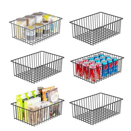 Simple Trending 6 Pack Large Wire Baskets for Organization, Metal Pantry