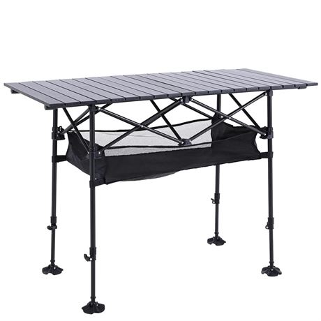 ALPHA CAMP Camping Table Outdoor Portable Table with Storage Adjustable