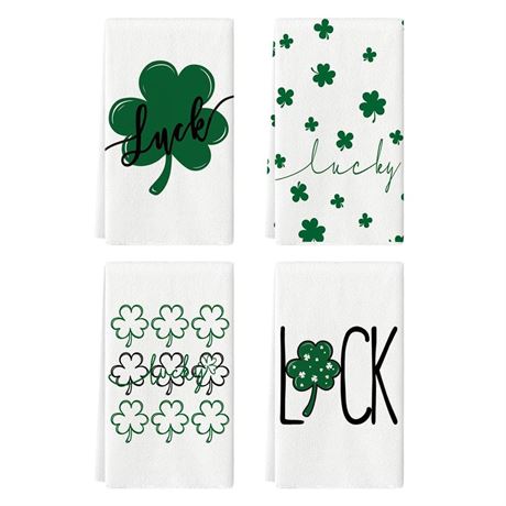 Artoid Mode Beige Clover Shamrock Lucky St.Patrick's Day Kitchen Towels Dish