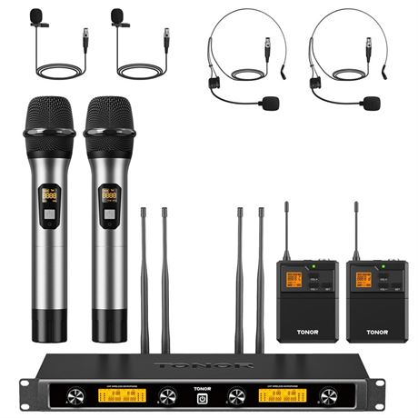 TONOR UHF Wireless Microphones System with Metal Cordless