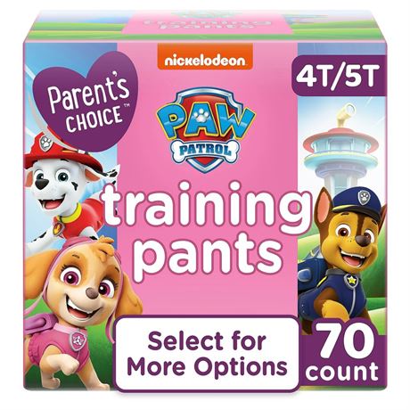 Parent's Choice Paw Patrol Training Pants for Girls, 4T/5T, 70 Count (Select