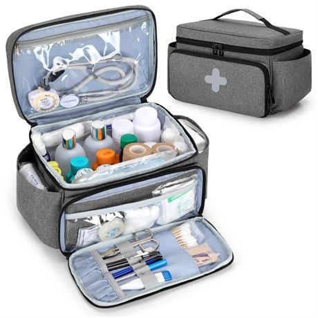CURMIO Small Medicine Storage Bag Empty, Family First Aid Box, Pill Bottle