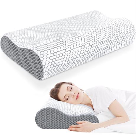 2 PCS CloudBliss Memory Foam Pillow, Ergonomic Neck Contour Cervical Pillow for