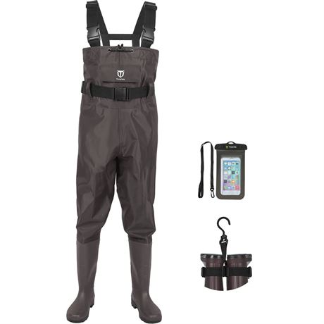 TIDEWE Bootfoot Chest Wader, 2-Ply Nylon/PVC Waterproof Fishing Hunting Waders