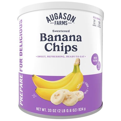 Augason Farms Sweetened Banana Chips Can, Emergency Food Supply, Everyday
