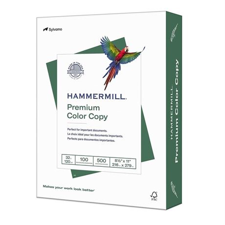 Hammermill Premium 8.5-inch x 11-inch Color Copy Paper, 32 lbs., 100