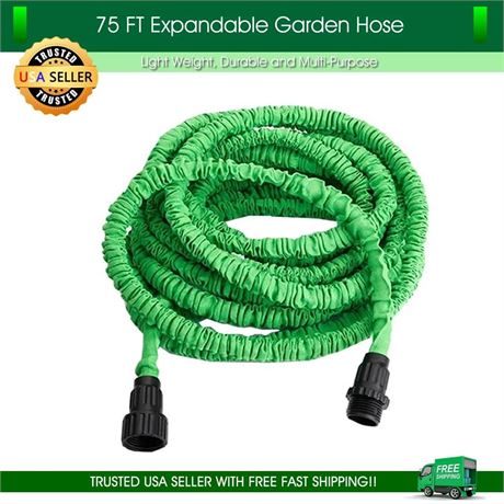 Garden Hose 75 feet Expandable Green Lightweight Heavy Duty Flexible Water Hose