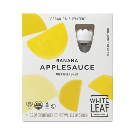 White Leaf Provisions Apple Sauce Organic Unsweetened Banana Apple 4 Pouches