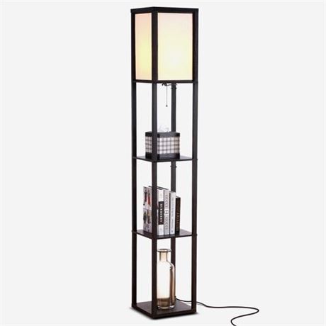 Brightech Maxwell LED Shelf Floor Lamp - Brown