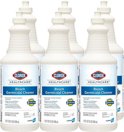 Clorox Healthcare Bleach Germicidal Cleaner Pull-Top, 32 FL Oz, Pack of 6