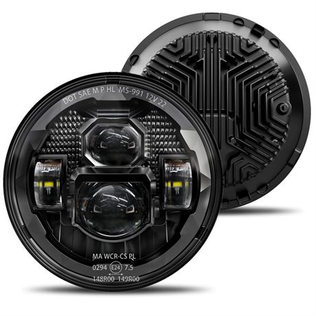 HWSTAR Pair New 1000% Bright Anti-glare 7 Inch Led Headlights Round Compatible