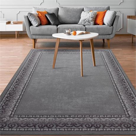 Antep Rugs Alfombras Bordered Modern 4x6 Non-Slip (Non-Skid) Low Pile Rubber