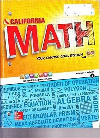 CA Math Your Common Core Edition Course course 1 volumes and 2