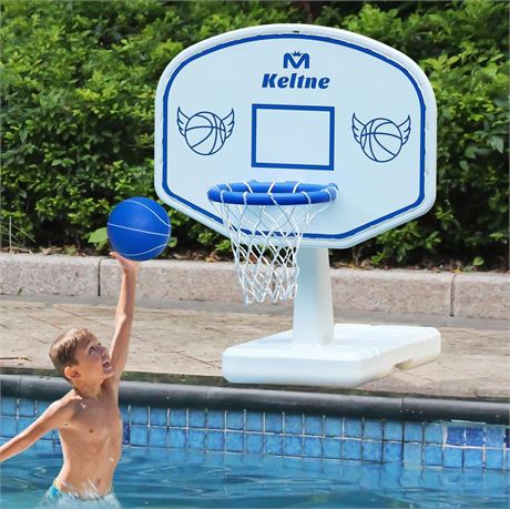 Pool Basketball Hoop, 34"x34"x42.2" Oversized Pool Toys with 2 Balls/Nets/Pump